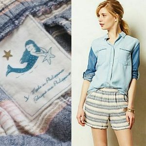 Anthropologie Mermaid Navy Marin Striped Shorts